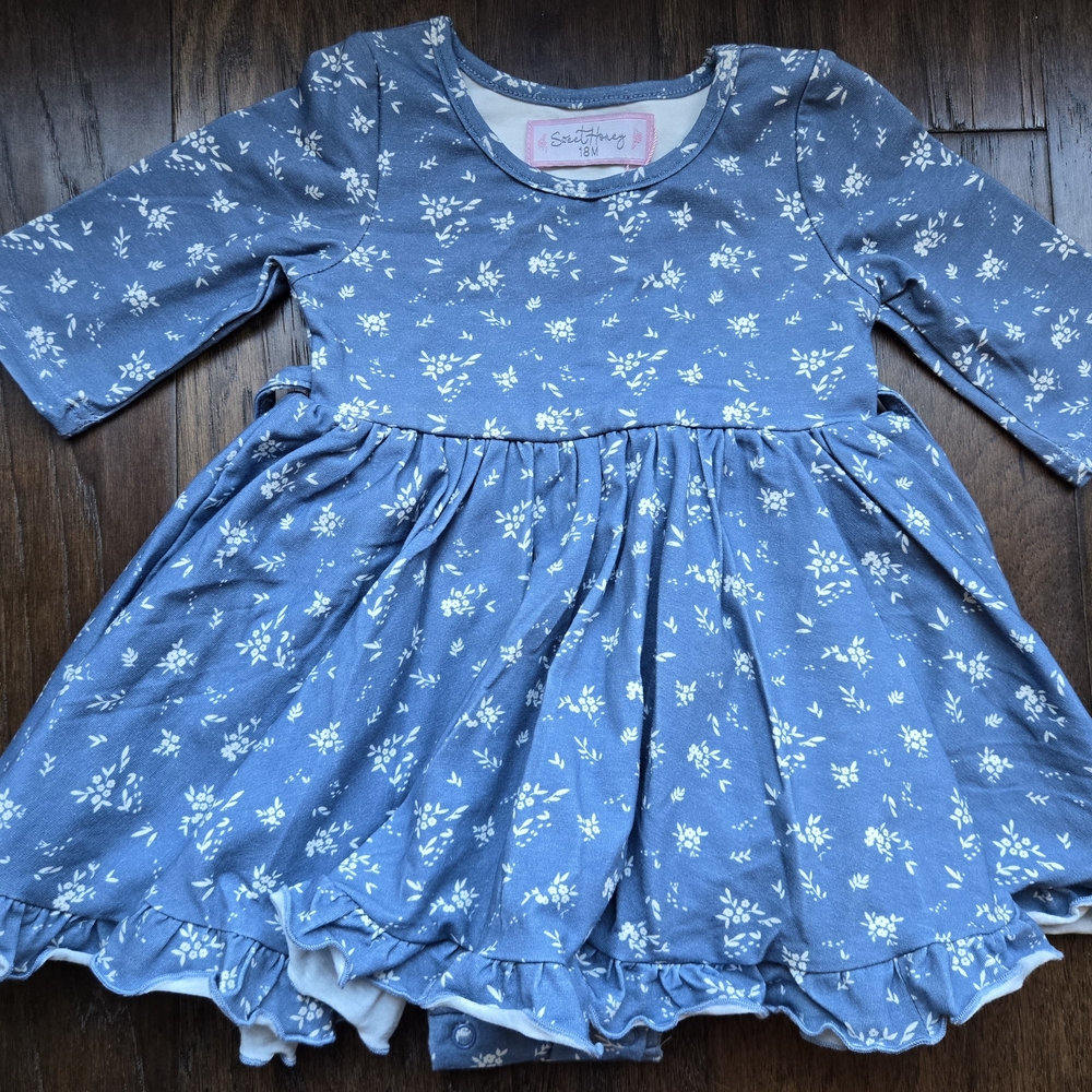 SweetHoney Blue and White Floral Dress